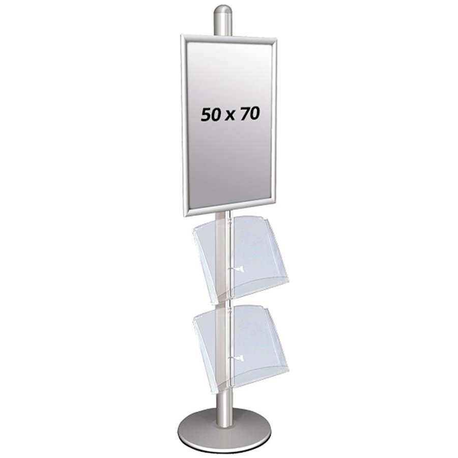 MULTISTAND 3 Single sided with 2 acryl shelve 25mm 1 x 50x70 cm Alu