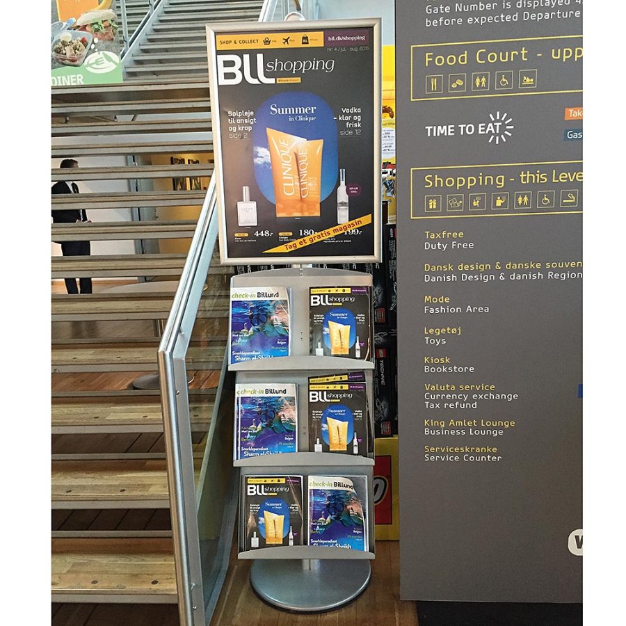 MULTISTAND 4 Double sided with 2 steel shelve 25mm 2 x 50x70 cm Alu