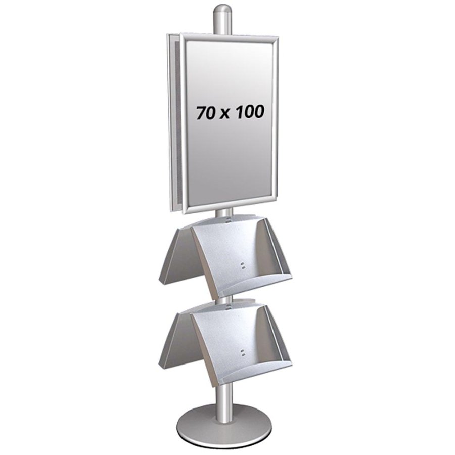 Free Standing Sign Holder, MultiStand, Double-Sided, 4 steel shelves, 2 Snap Frame, B1 - 70 x 100 cm