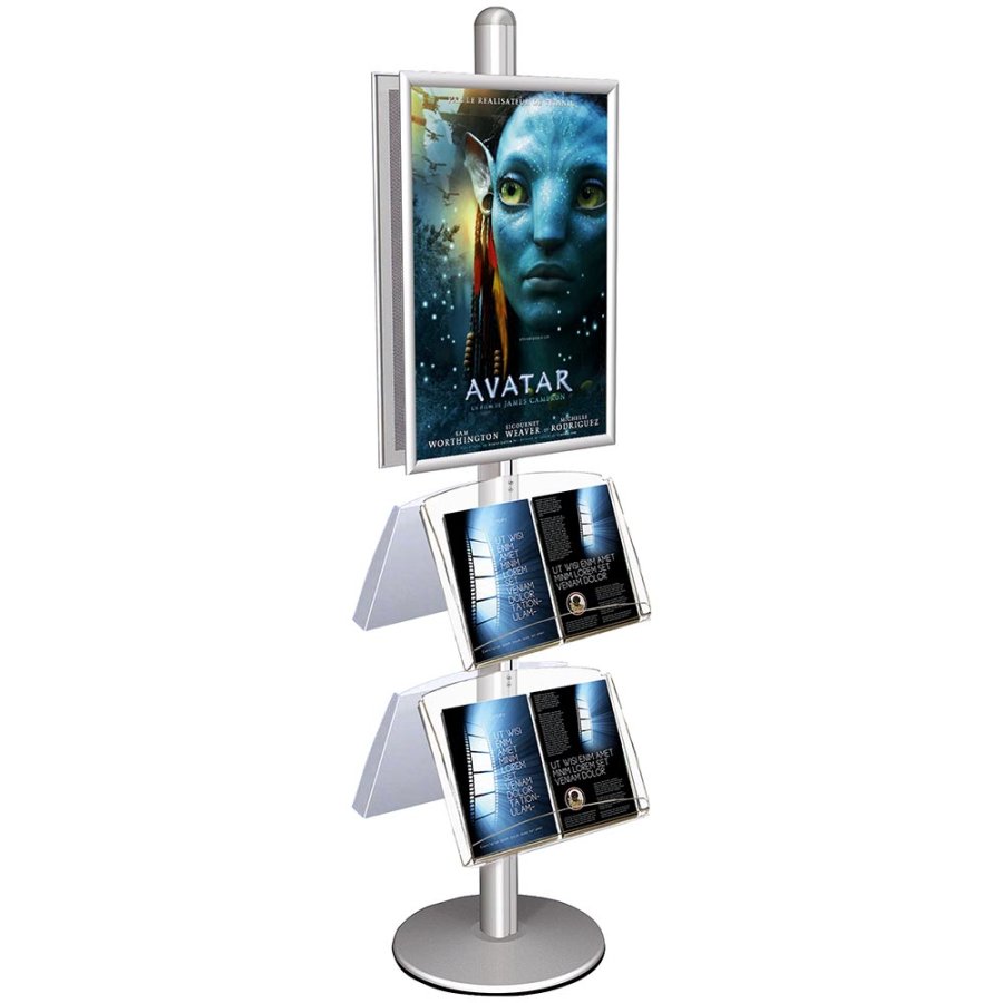 Free Standing Sign Holder, MultiStand, Double-Sided, 4 acrylic shelves, 2 Snap Frame, 60 x 85 cm