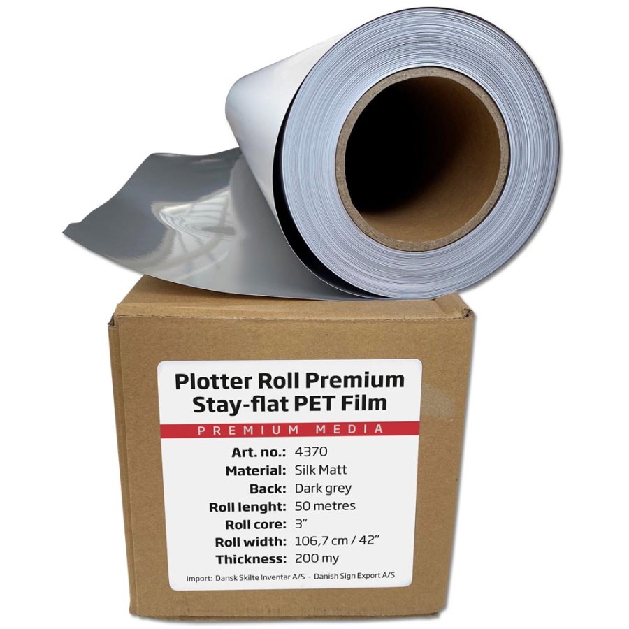 Premium PET Film with grey blocker 200my stayflat 1,07x50m.= 53,5m2.