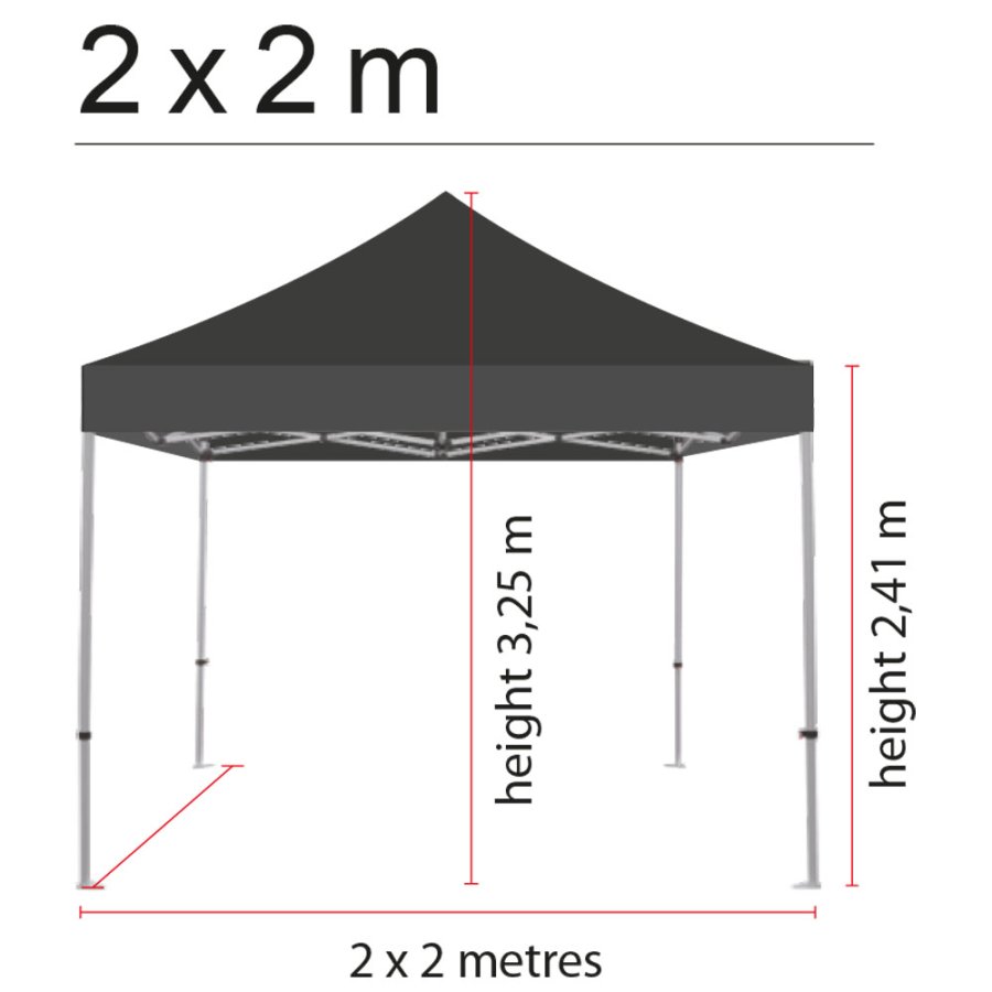 Event Tent Lux, 2 x 2 m, alu/silver poles, black top