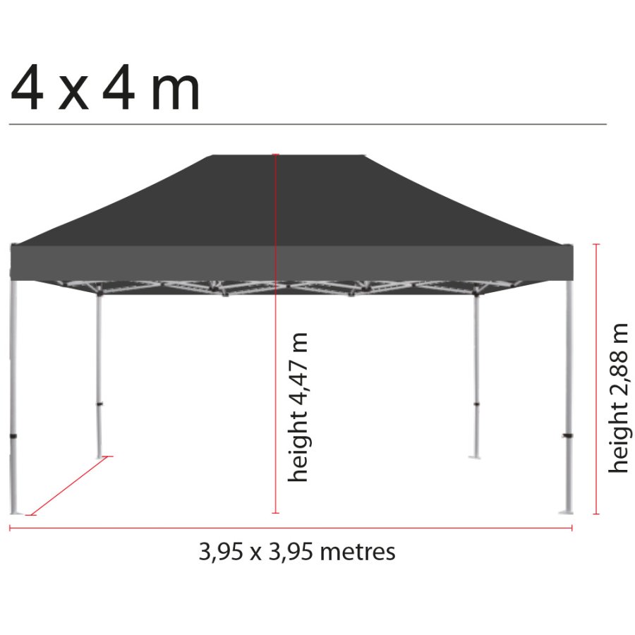 Event Tent Lux, 4 x 4 m, alu/silver poles, black top