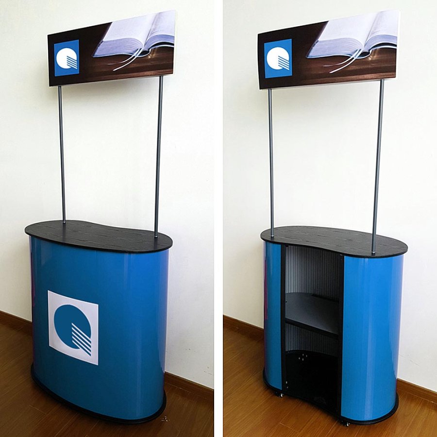 Panel Counter Curved with Logotop and wheels, black