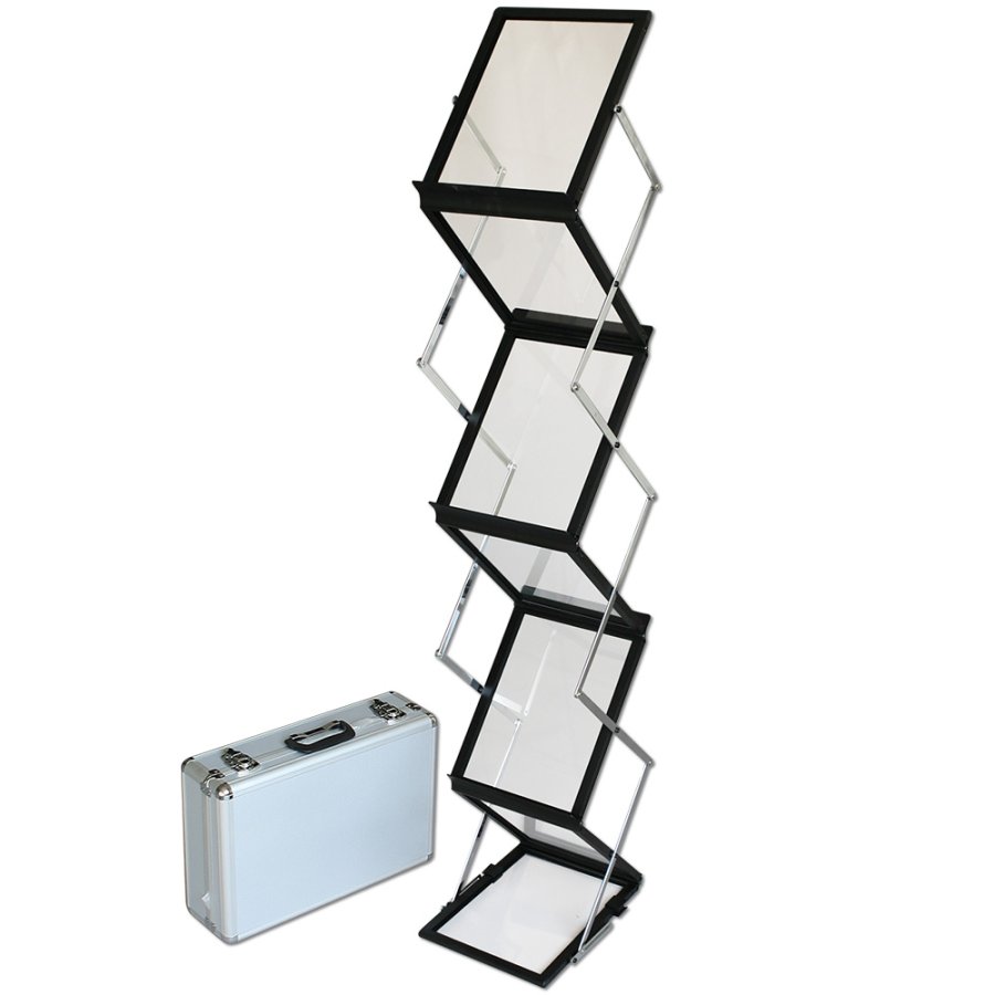 FLEX BROCHURE STAND black,  6 x A5 w/case