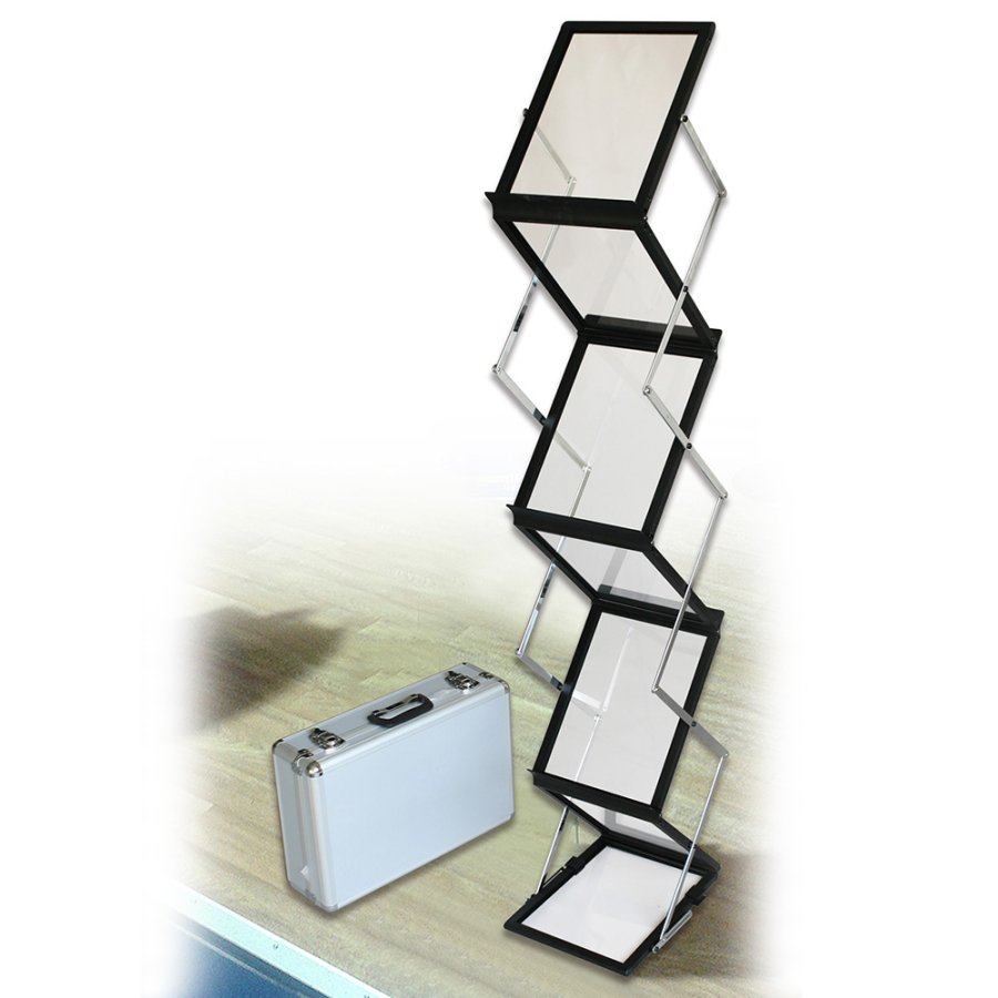 FLEX BROCHURE STAND black,  6 x A5 w/case