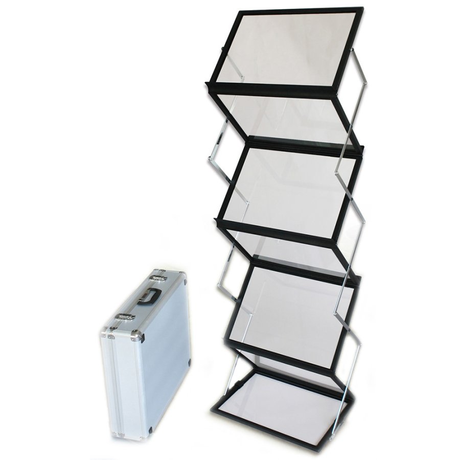 FLEX BROCHURE STAND black 6 x A3 w/case