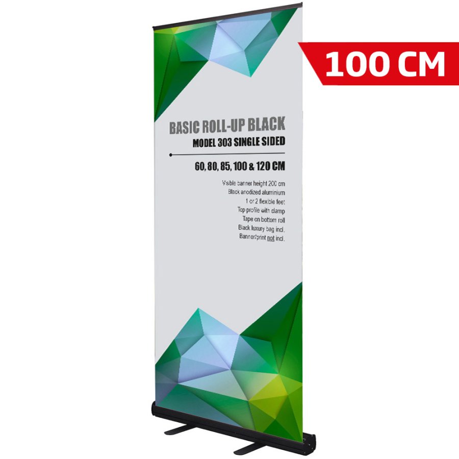 Basic Roll-up, black, single sided, 100 cm, alu