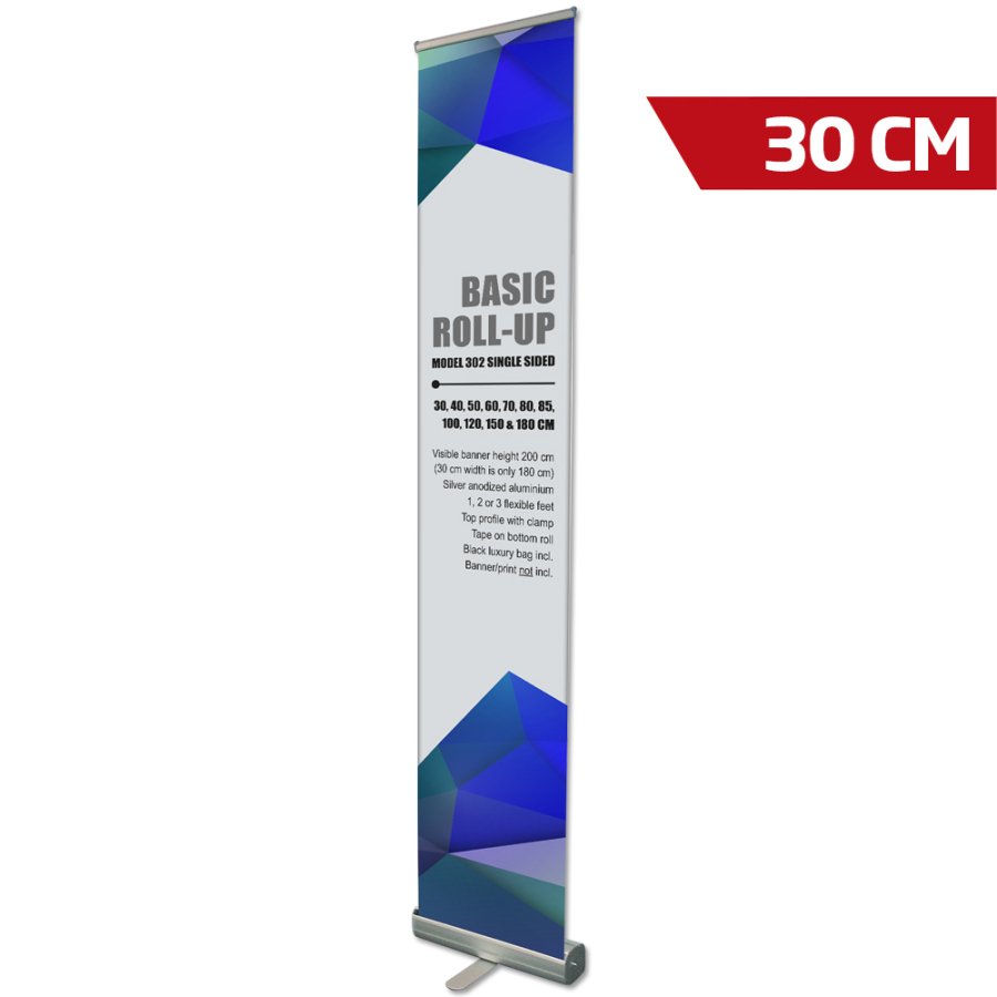 Basic Roll-up, single sided, 30 cm, alu