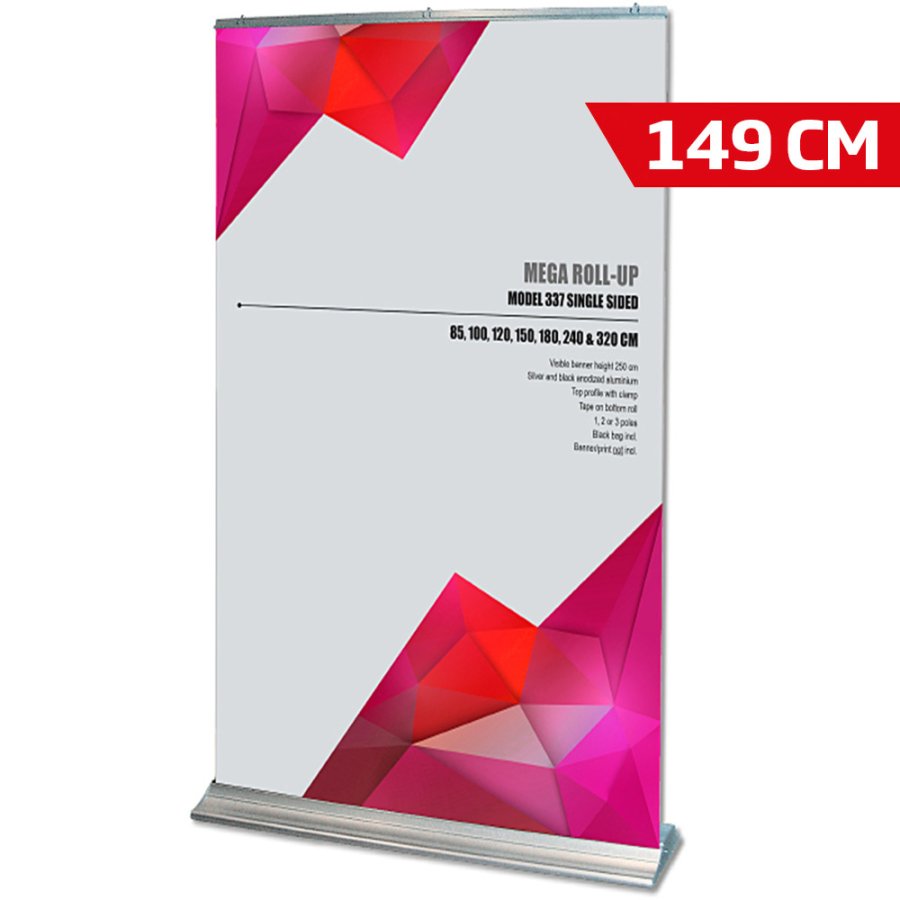 Mega Roll-up, single sided, 149 cm, alu