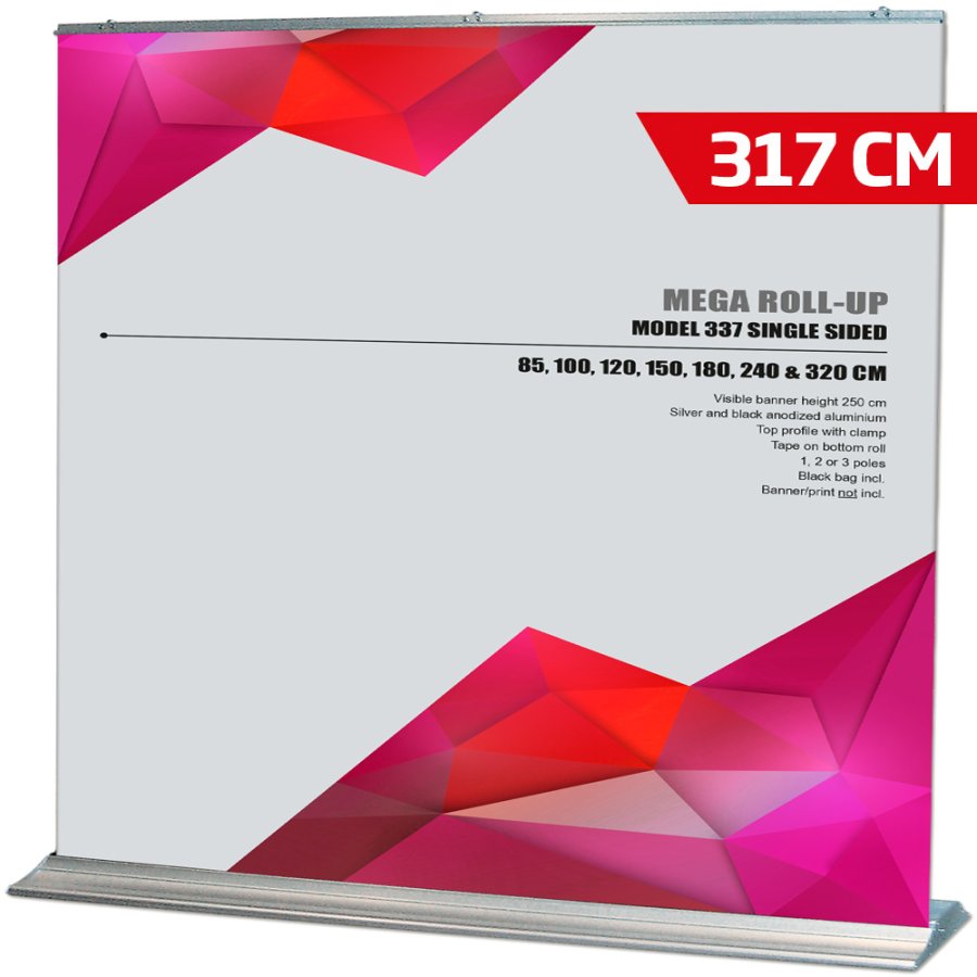 Roller Banner, Basic, Mega, one-sided, Silver, 320 cm