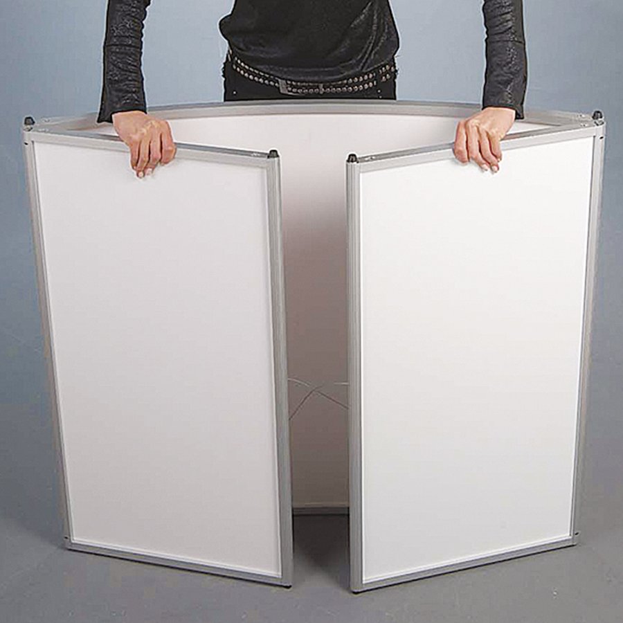 Curved Counter, exhibition desk with white top plate