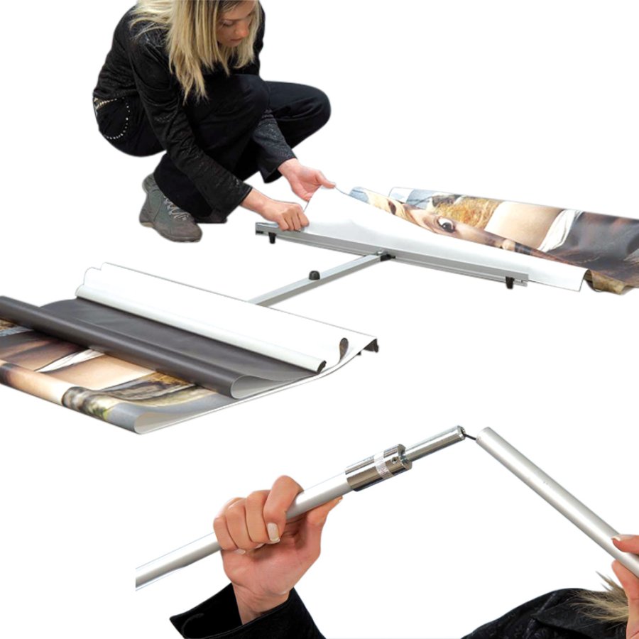 Quick Banner Stand, double sided, 80 cm