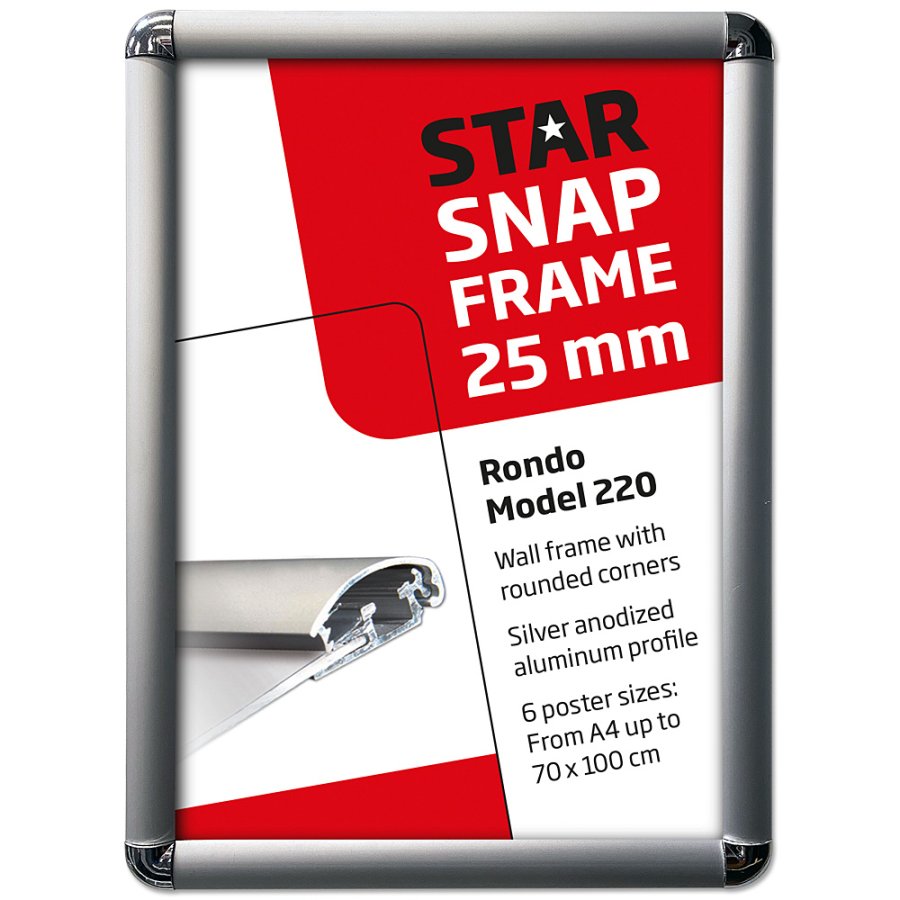 Alu snap frame Rondo, 25 mm, 70 x 100, silver