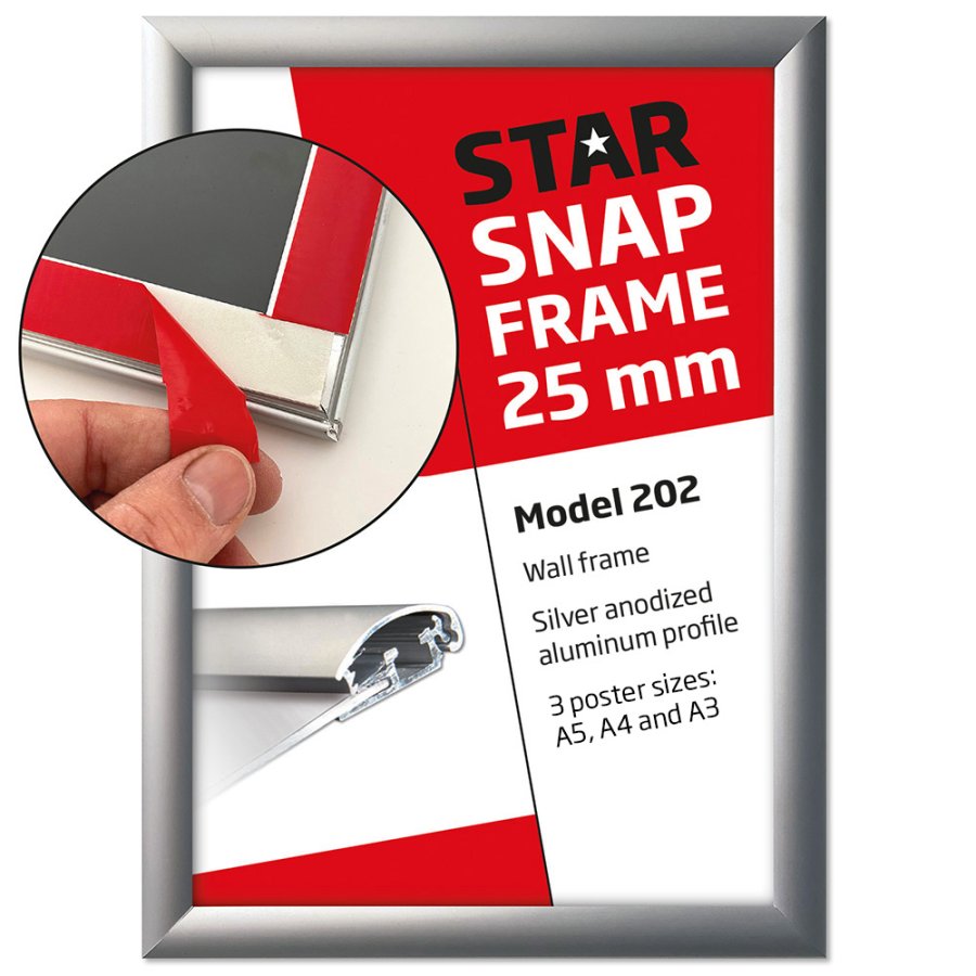 Snap frame Fast-Fix, alu/silver, 25 mm, A4