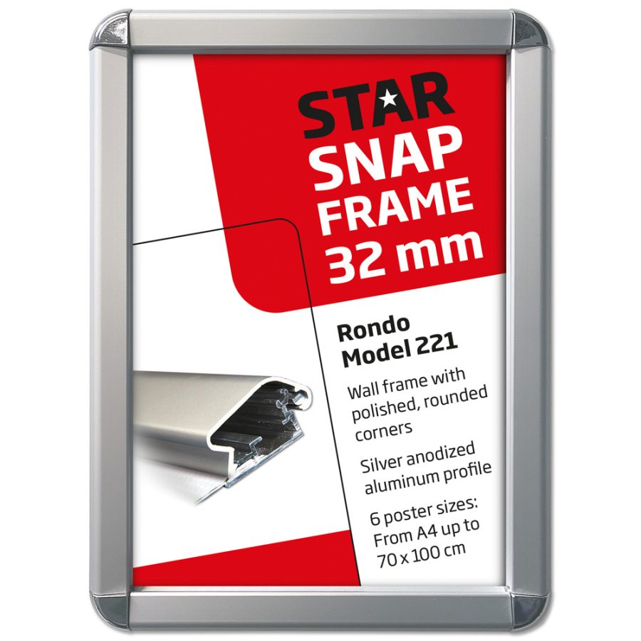 Alu snap frame Rondo, 32 mm, A3, silver