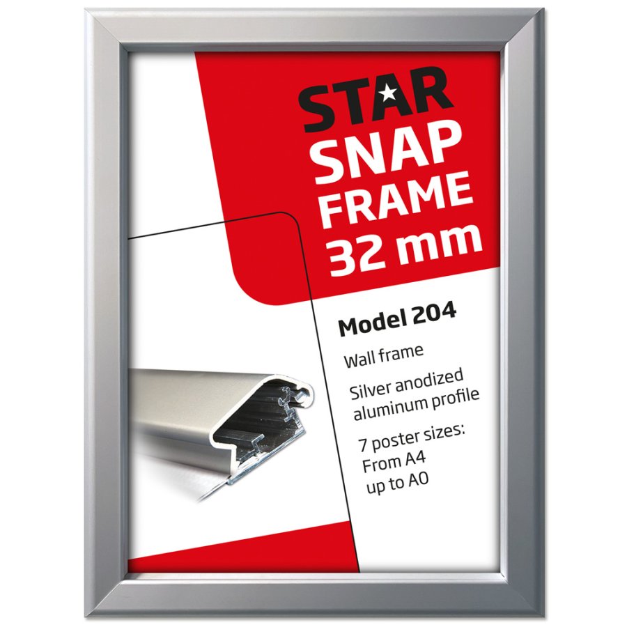 Alu snap frame, 32 mm, A0, silver