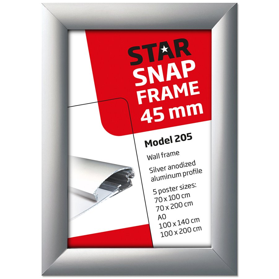 Alu snap frame, 45 mm, 70 x 200, silver