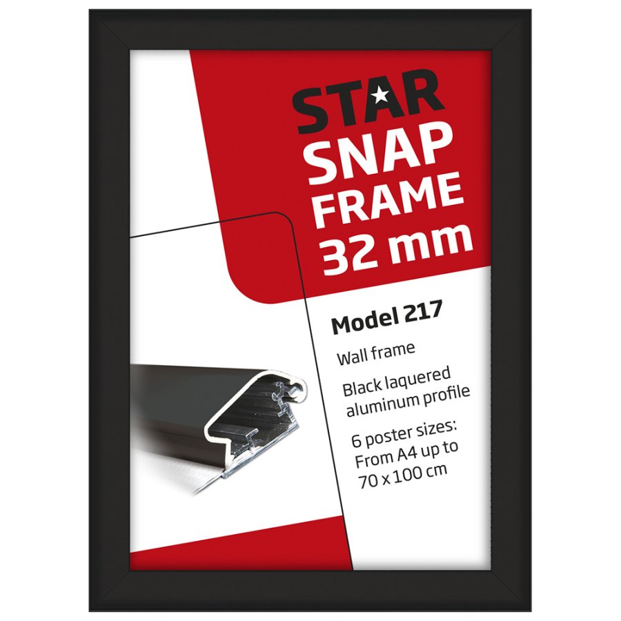 Alu snap frame, 32 mm, A3, black