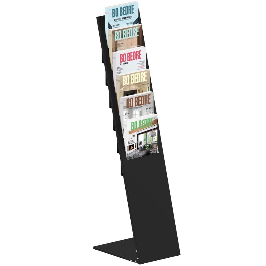 Design Stand floor, brochure holder 6xA4/12xM65, black