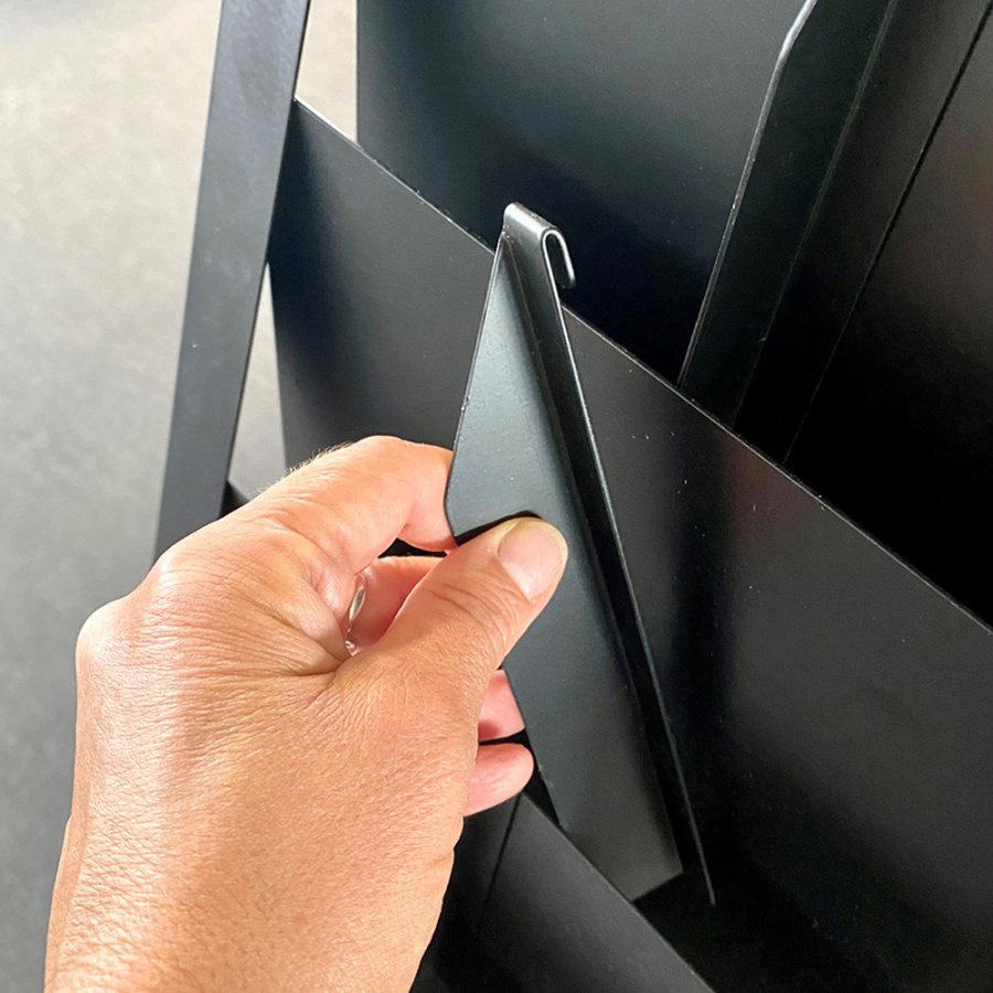 Design Stand floor, brochure holder 6xA4/12xM65, black