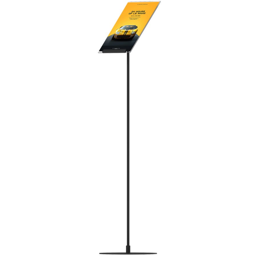 Design Stand floor, angled acrylic holder vertical A4, black