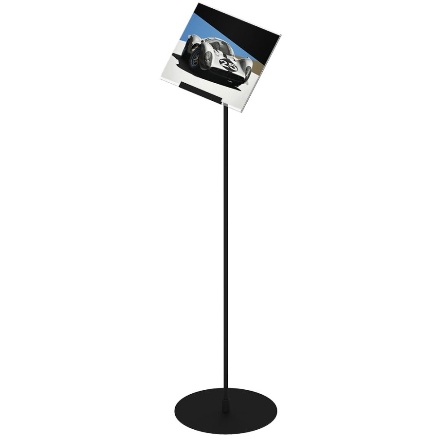 Design Stand floor, angled acrylic holder horisontal A4, black