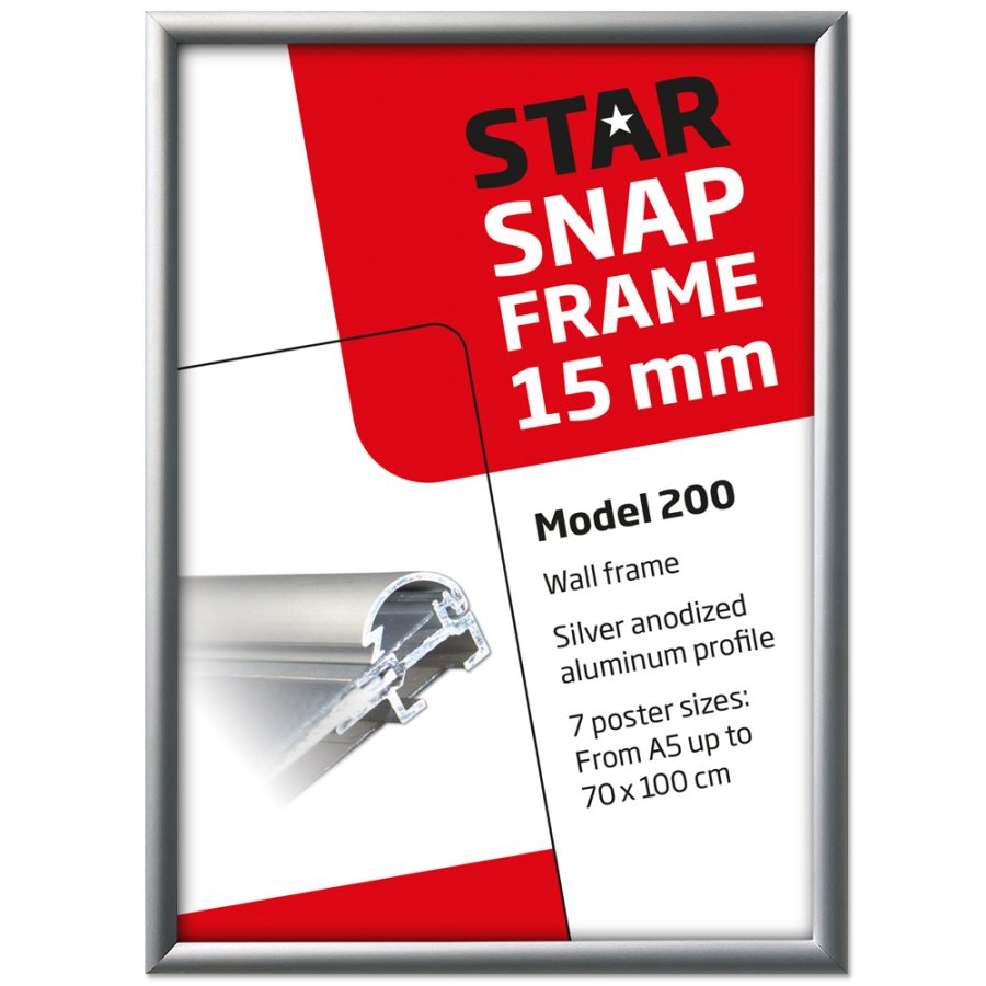 Alu snap frame 15 mm, 50 x 70, silver