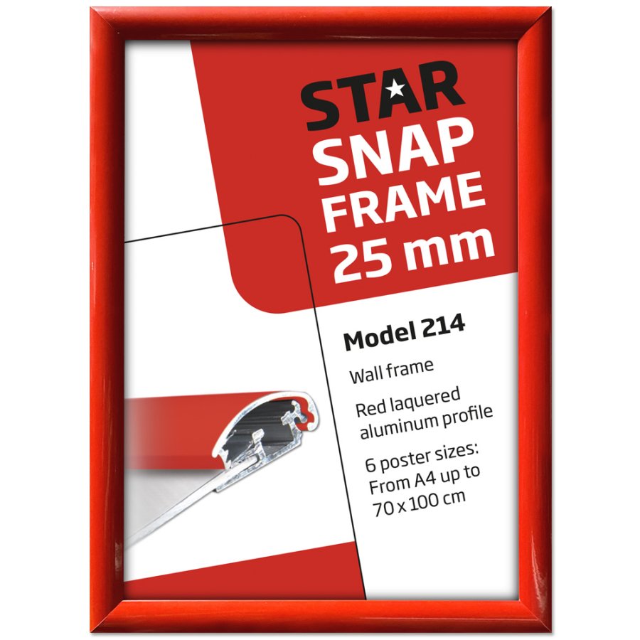 Alu snap frame 25 mm, 50 x 70, red