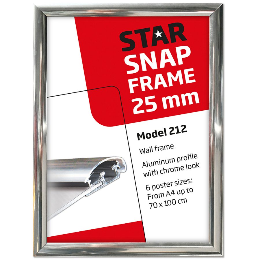 Alu snap frame 25 mm, 70 x 100, chrome