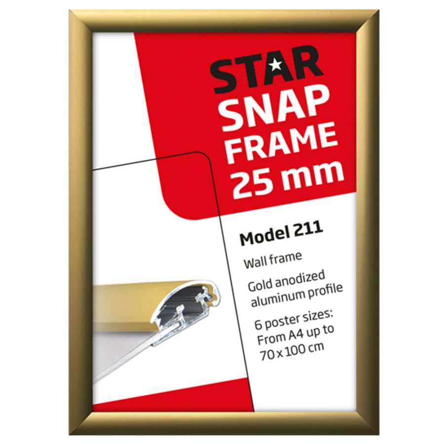 Alu snap frame 25 mm, A2, matt gold