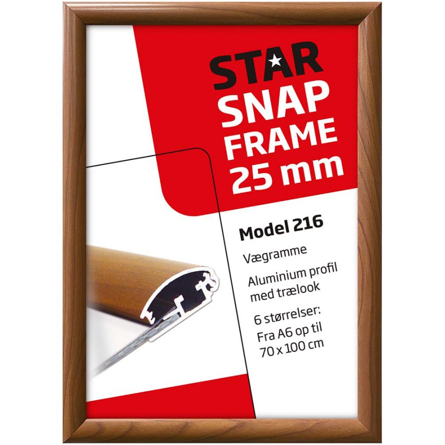Alu snap frame, 25 mm, A1, wooden finish