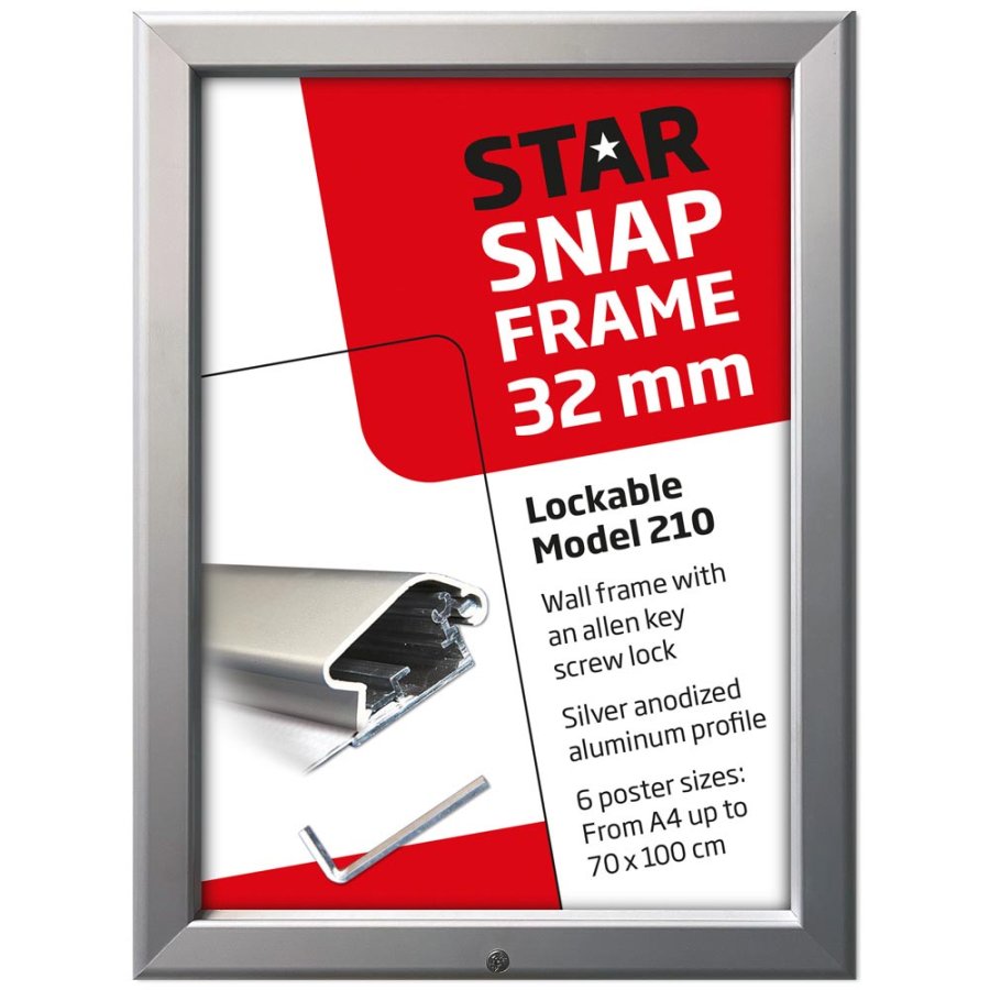 Lockable snap frame, 32 mm, A4, silver