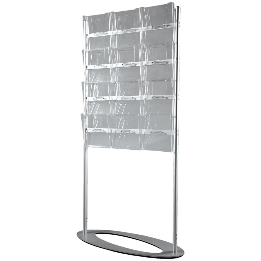 Ellipse Stand, single sided, with 12 A4 acrylic holders