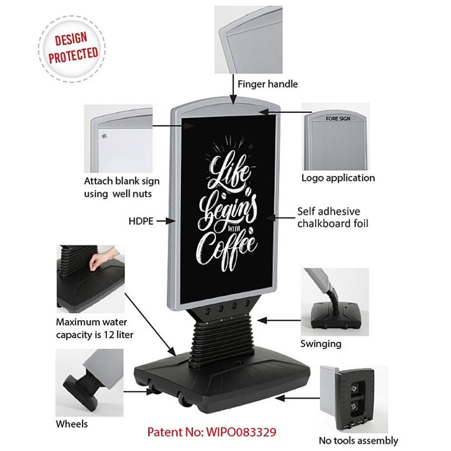 Plast Board with Foot, pavement board, black/grey