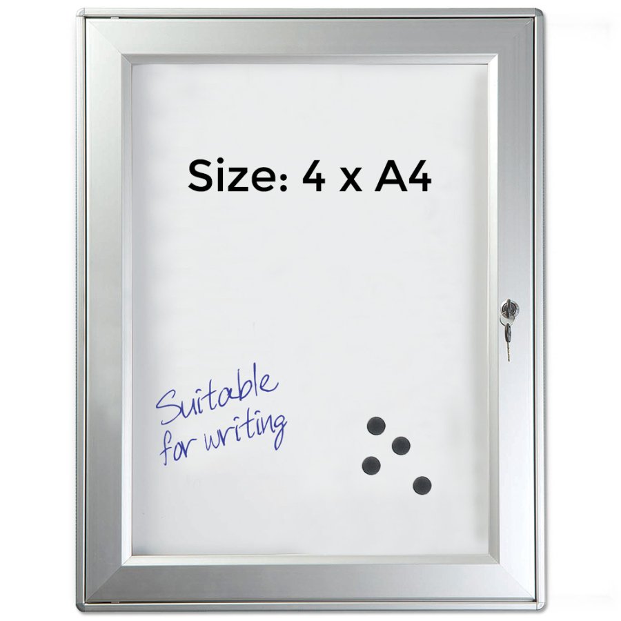 Infobox Magnetic, alu/silver, with lock, 4 x A4