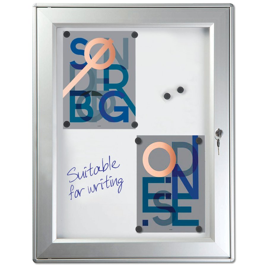 Infobox Magnetic, alu/silver, with lock, 4 x A4