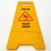 Caution Board, yellow, texted with 