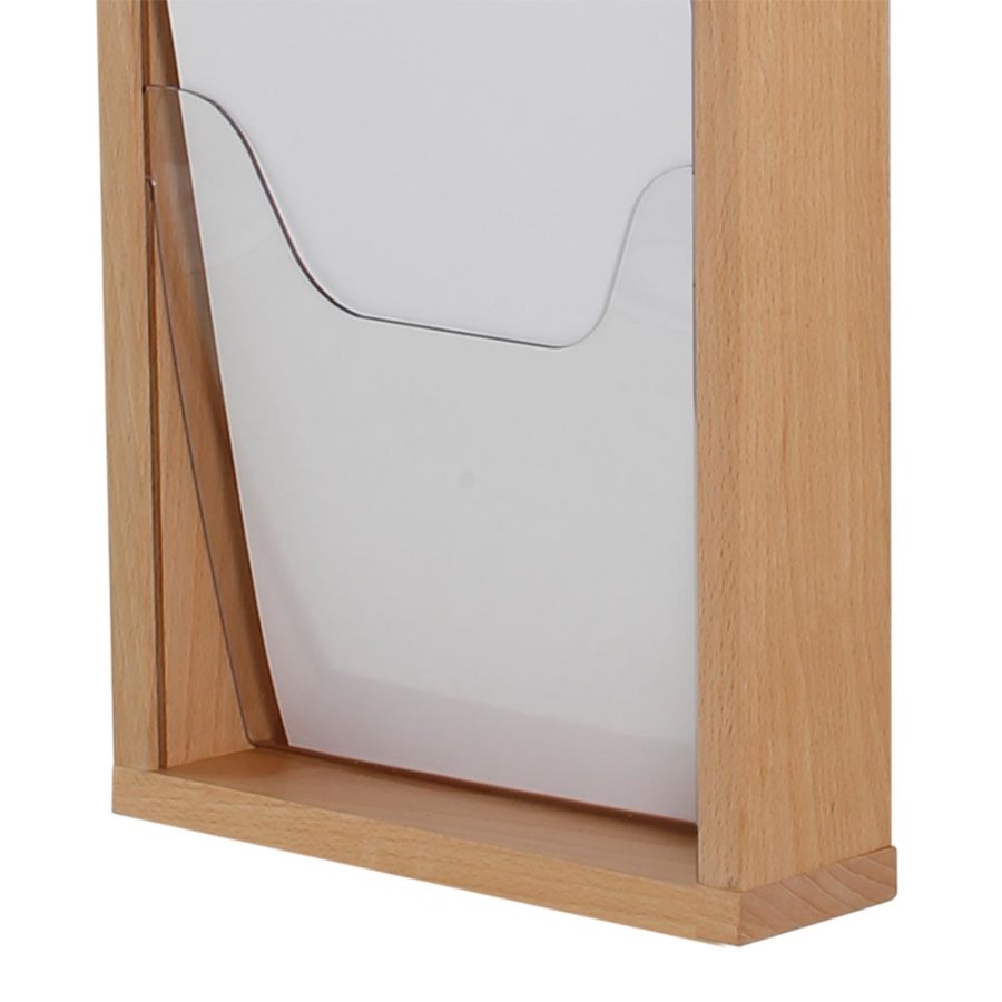 Wooden Brochureholder Wall. Natural wood. 5xA4