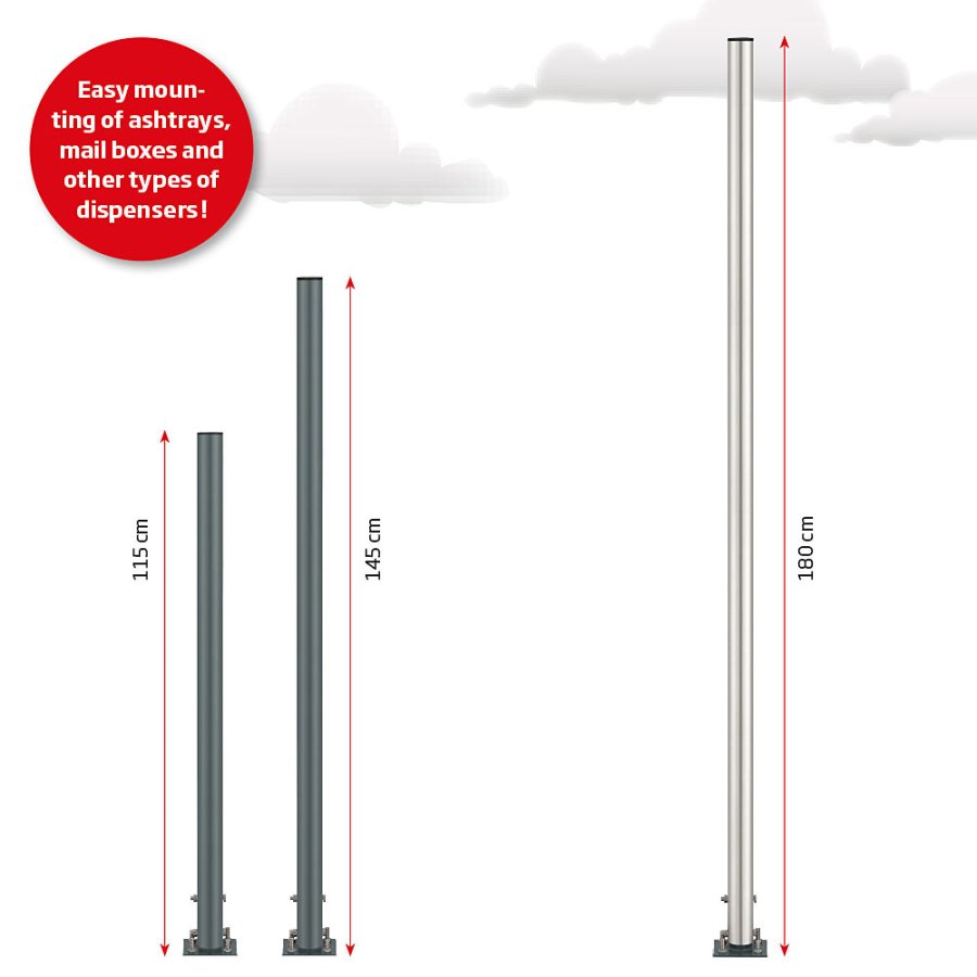Pole for Ashtray, &Oslash; 5 cm, Grey, 145 cm