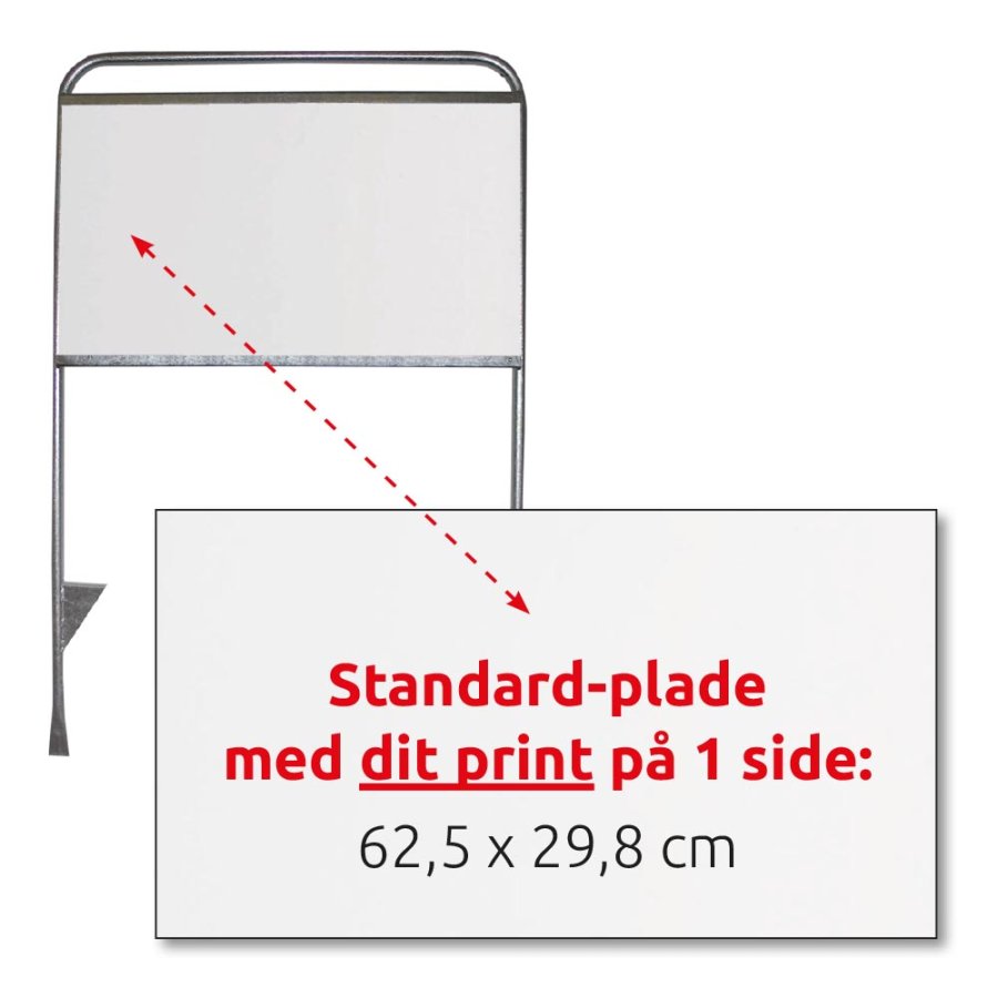 3 mm white PS sheet 62.5 x 29.8 cm with 1-sided print for Estate Sign Standard