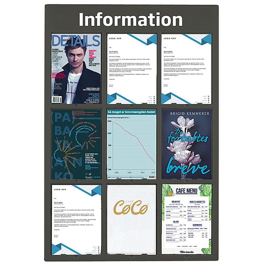 Info Module Board 9xA4 Charcoal, RAL 7016