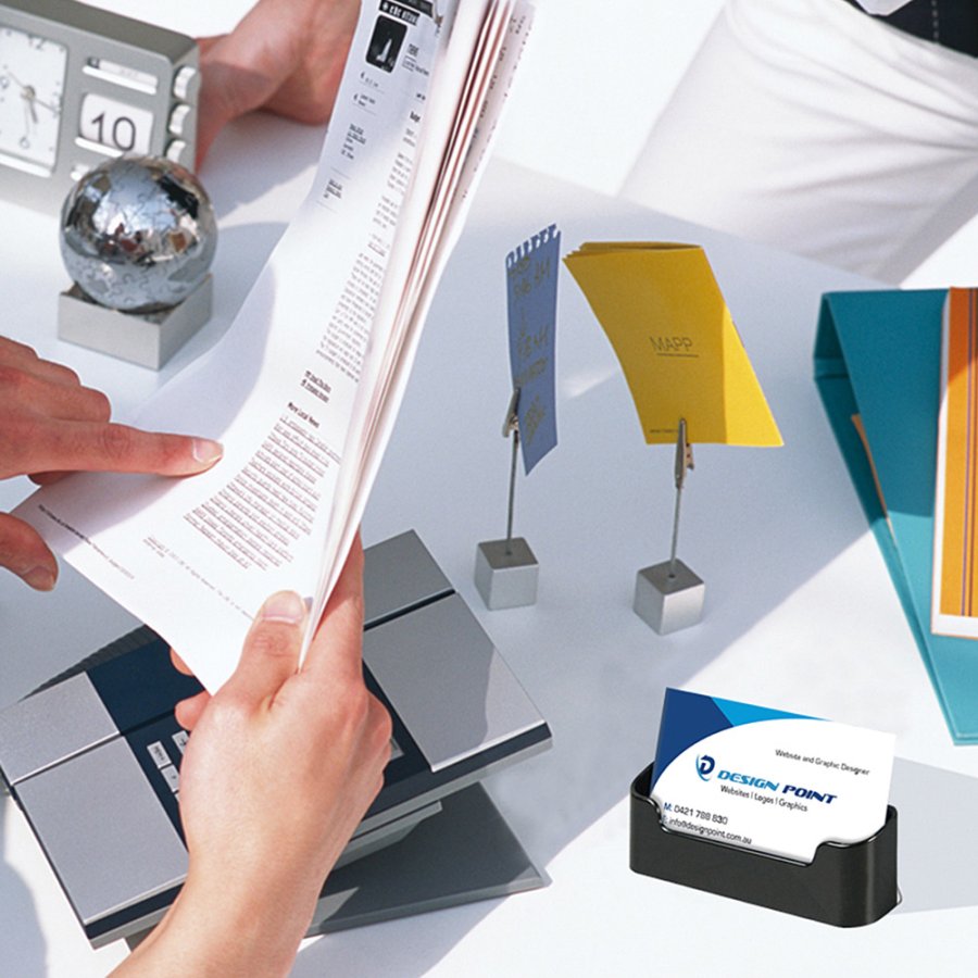 Business Card holder  - rounded -  horizontal - black