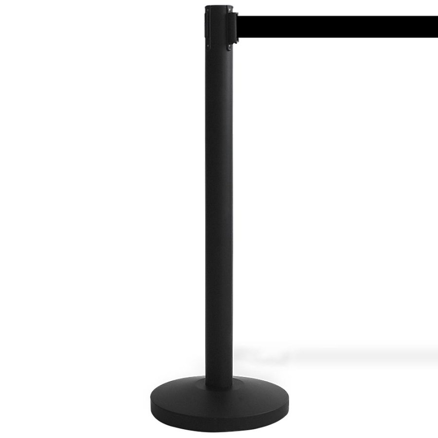 Crowd Barrier, black stand with black 3 meter belt