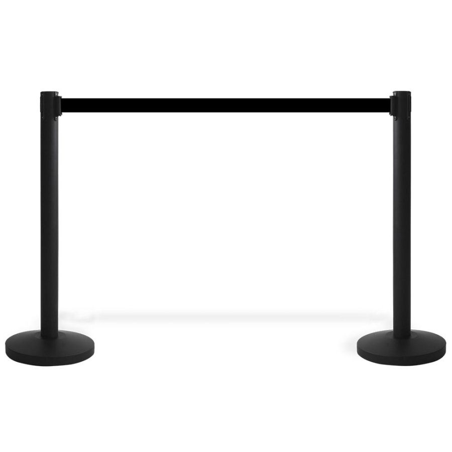 Crowd Barrier, black stand with black 3 meter belt