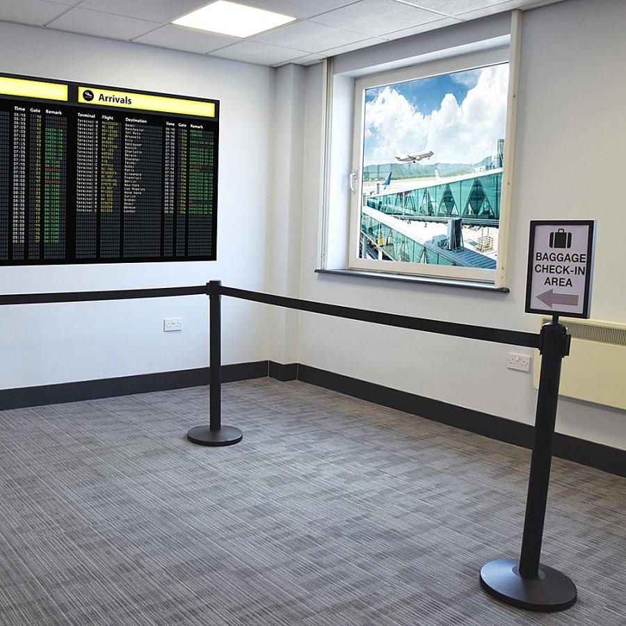 Crowd Barrier, black stand with black 3 meter belt