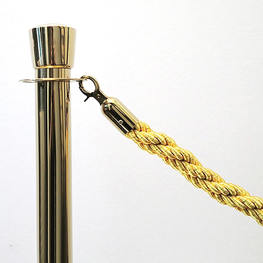 Crowd Barrier Rope, Gold. Base, Pole and Top for rope