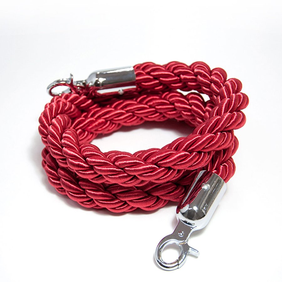 Red rope with silver hooks for Crowd Barrier stands