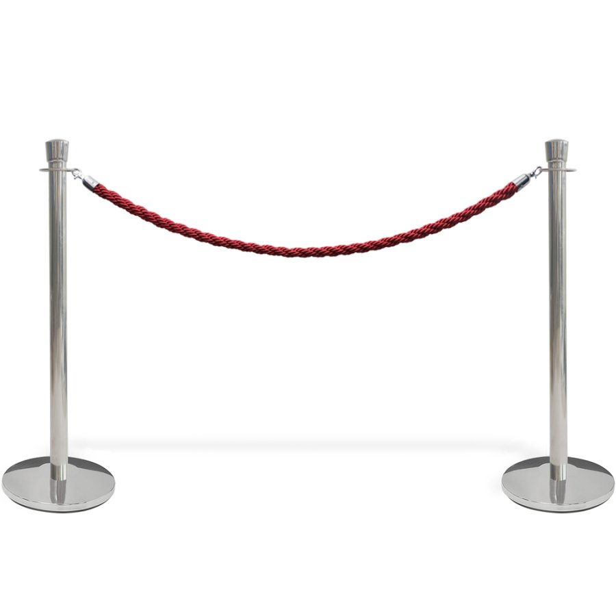 Red rope with silver hooks for Crowd Barrier stands