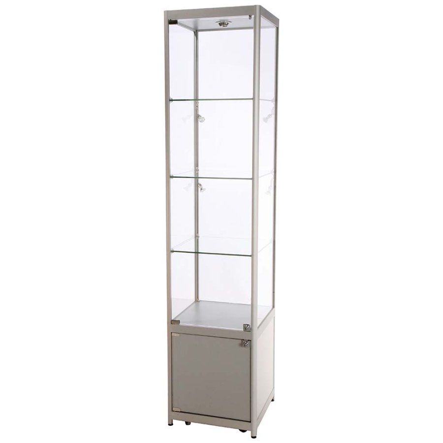Showcase Tower, Solo, with locker - Silver. LED
